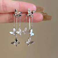 Thumbnail for Elegant CZ Inlaid Enamel Butterfly Tassel Earrings - ArtGalleryZen