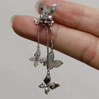 Thumbnail for Elegant CZ Inlaid Enamel Butterfly Tassel Earrings - ArtGalleryZen