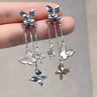 Thumbnail for Elegant CZ Inlaid Enamel Butterfly Tassel Earrings - ArtGalleryZen