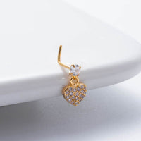 Thumbnail for Elegant CZ Inlaid Stainless Steel Heart Snowflake Floral Nose Piercing Nose Stud - ArtGalleryZen