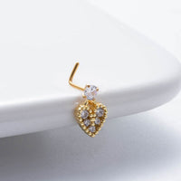 Thumbnail for Elegant CZ Inlaid Stainless Steel Heart Snowflake Floral Nose Piercing Nose Stud - ArtGalleryZen
