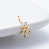 Thumbnail for Elegant CZ Inlaid Stainless Steel Heart Snowflake Floral Nose Piercing Nose Stud - ArtGalleryZen