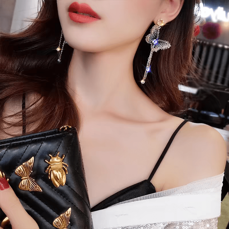 Elegant Embroidery Butterfly Tassel Earrings - ArtGalleryZen