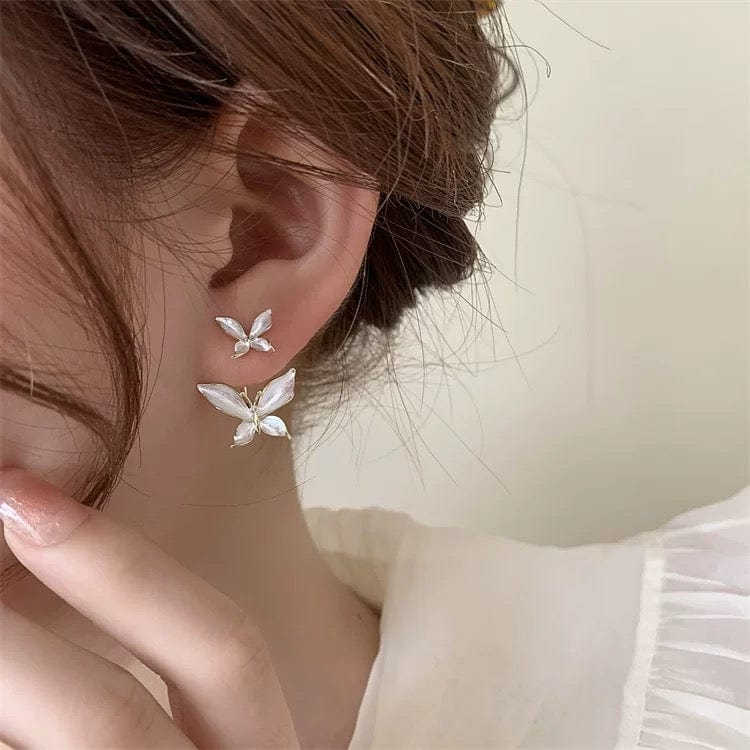 Elegant Enamel Duo Butterfly Earrings