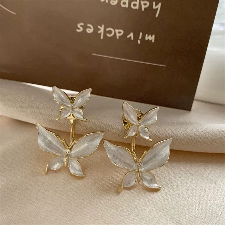 Elegant Enamel Duo Butterfly Earrings