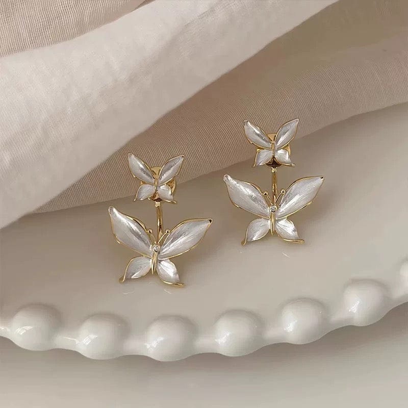 Elegant Enamel Duo Butterfly Earrings