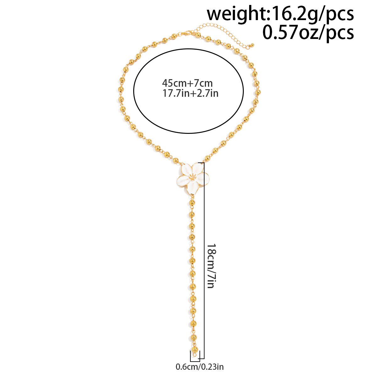 Elegant Enamel Flower Charm Ball Chain Y Necklace - ArtGalleryZen