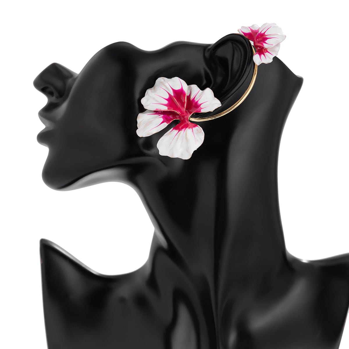 Elegant Enamel Flower Non Piercing Wrap Ear Cuff Earring