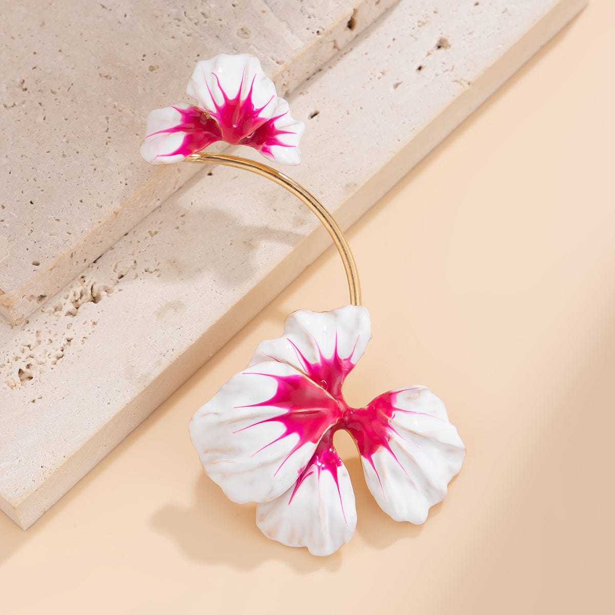 Elegant Enamel Flower Non Piercing Wrap Ear Cuff Earring