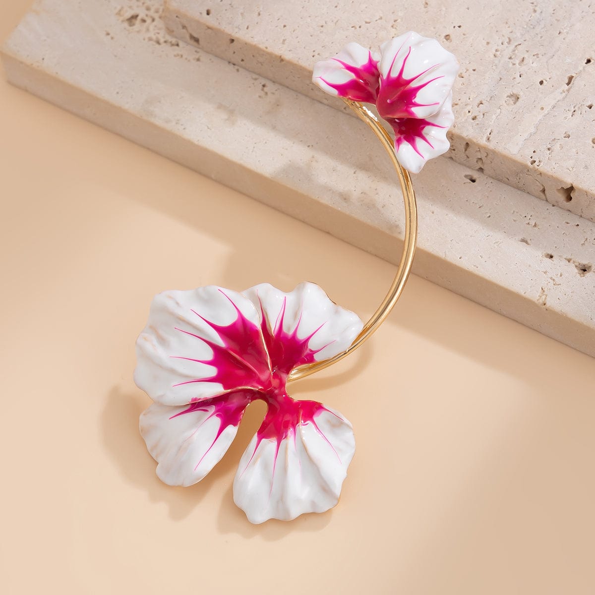 Elegant Enamel Flower Non Piercing Wrap Ear Cuff Earring