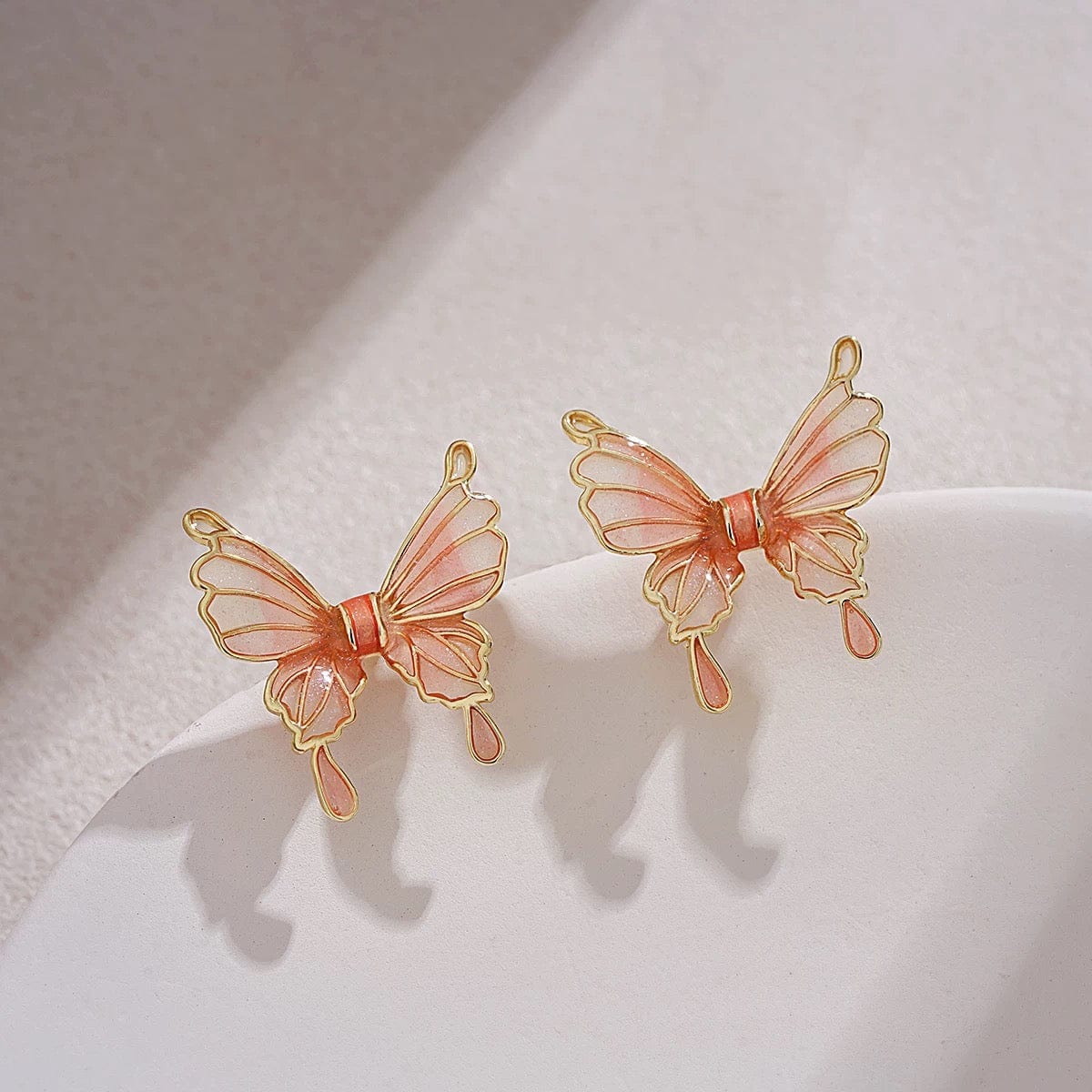 Elegant Enamel Gradient Butterfly Earrings - ArtGalleryZen