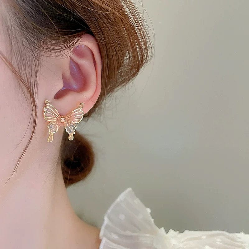 Elegant Enamel Gradient Butterfly Earrings - ArtGalleryZen