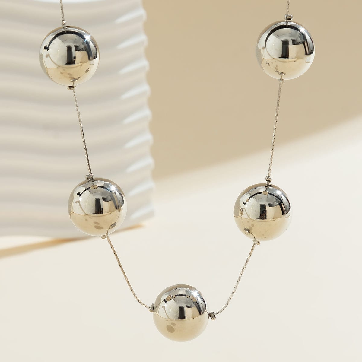 Elegant Five Ball String Chain Necklace - ArtGalleryZen