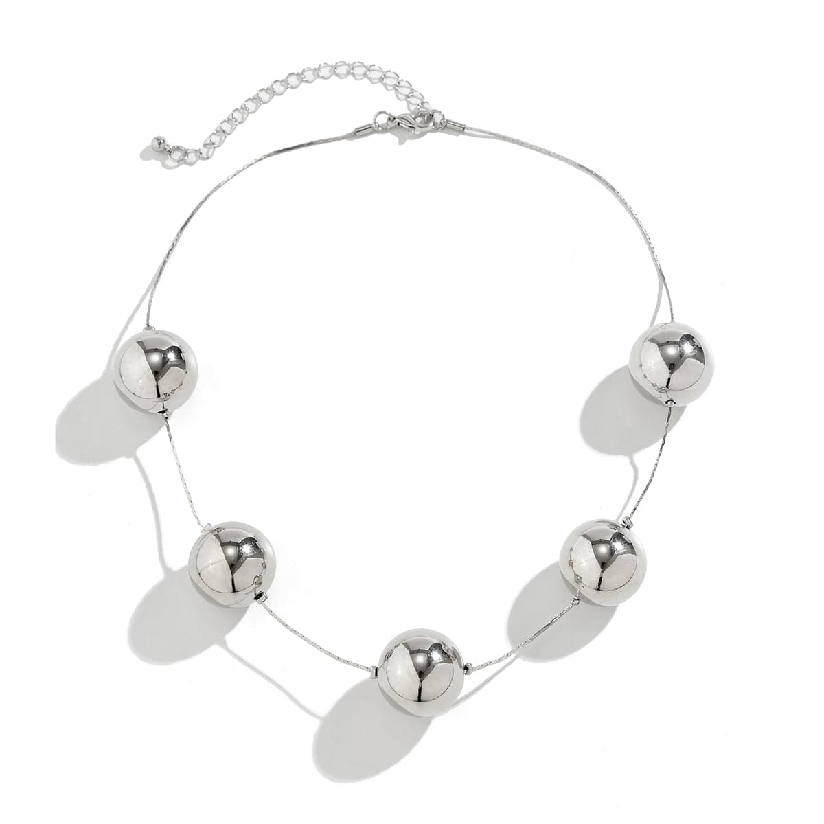 Elegant Five Ball String Chain Necklace - ArtGalleryZen