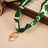 Thumbnail for Elegant Flame Heart Pendant Silk Scarf Choker Necklace - ArtGalleryZen