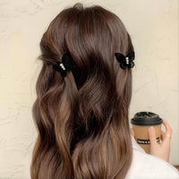 Thumbnail for Elegant Flocking Pearl Butterfly Hair Clip - ArtGalleryZen