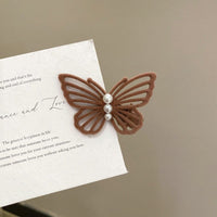 Thumbnail for Elegant Flocking Pearl Butterfly Hair Clip