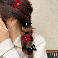 Thumbnail for Elegant Flocking Pearl Butterfly Hair Clip