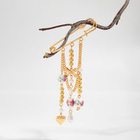 Thumbnail for Elegant Floral Ceramic Beads Bow Heart Tassel Pin Brooch - ArtGalleryZen