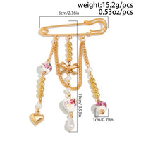 Thumbnail for Elegant Floral Ceramic Beads Bow Heart Tassel Pin Brooch - ArtGalleryZen