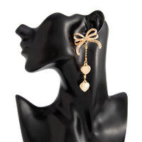 Thumbnail for Elegant Floral Heart Dangle Bowknot Earrings - ArtGalleryZen