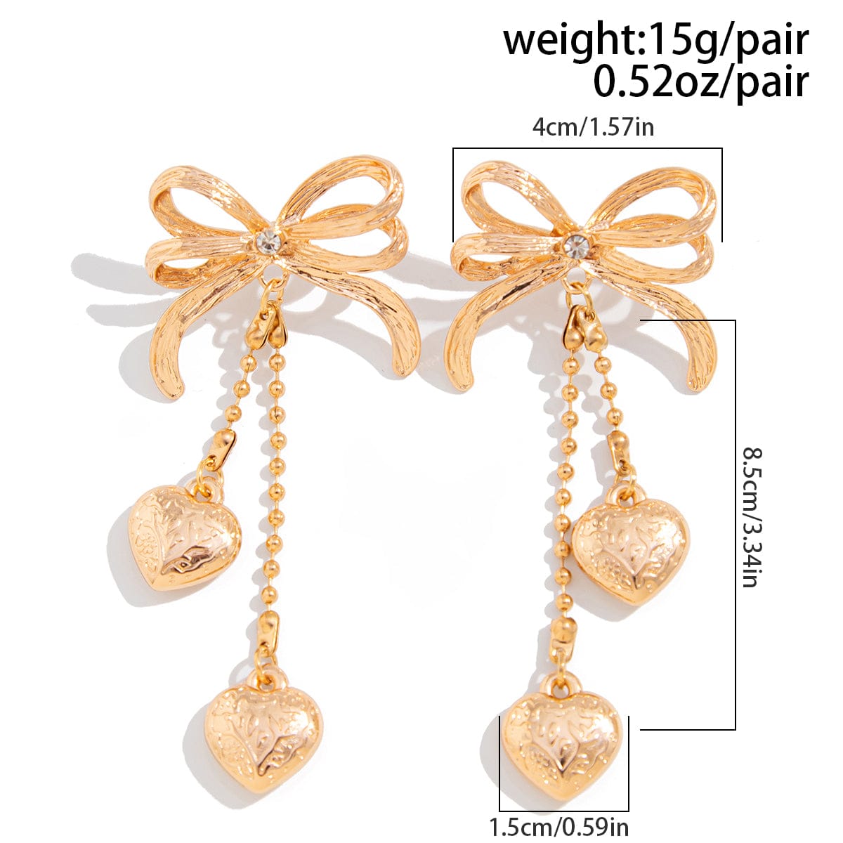 Elegant Floral Heart Dangle Bowknot Earrings - ArtGalleryZen