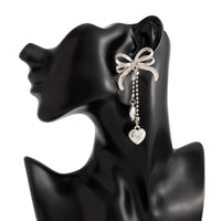 Thumbnail for Elegant Floral Heart Dangle Bowknot Earrings - ArtGalleryZen
