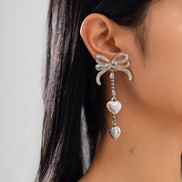 Thumbnail for Elegant Floral Heart Dangle Bowknot Earrings - ArtGalleryZen