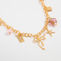 Thumbnail for Elegant Flower Bow Heart Star Pendant Cable Chain Necklace - ArtGalleryZen