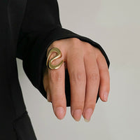 Thumbnail for Elegant Geometric Gold Silver Plated S Shaped Ring