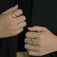 Thumbnail for Elegant Geometric Gold Silver Plated S Shaped Ring