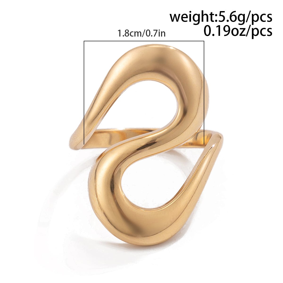 Elegant Geometric Gold Silver Plated S Shaped Ring