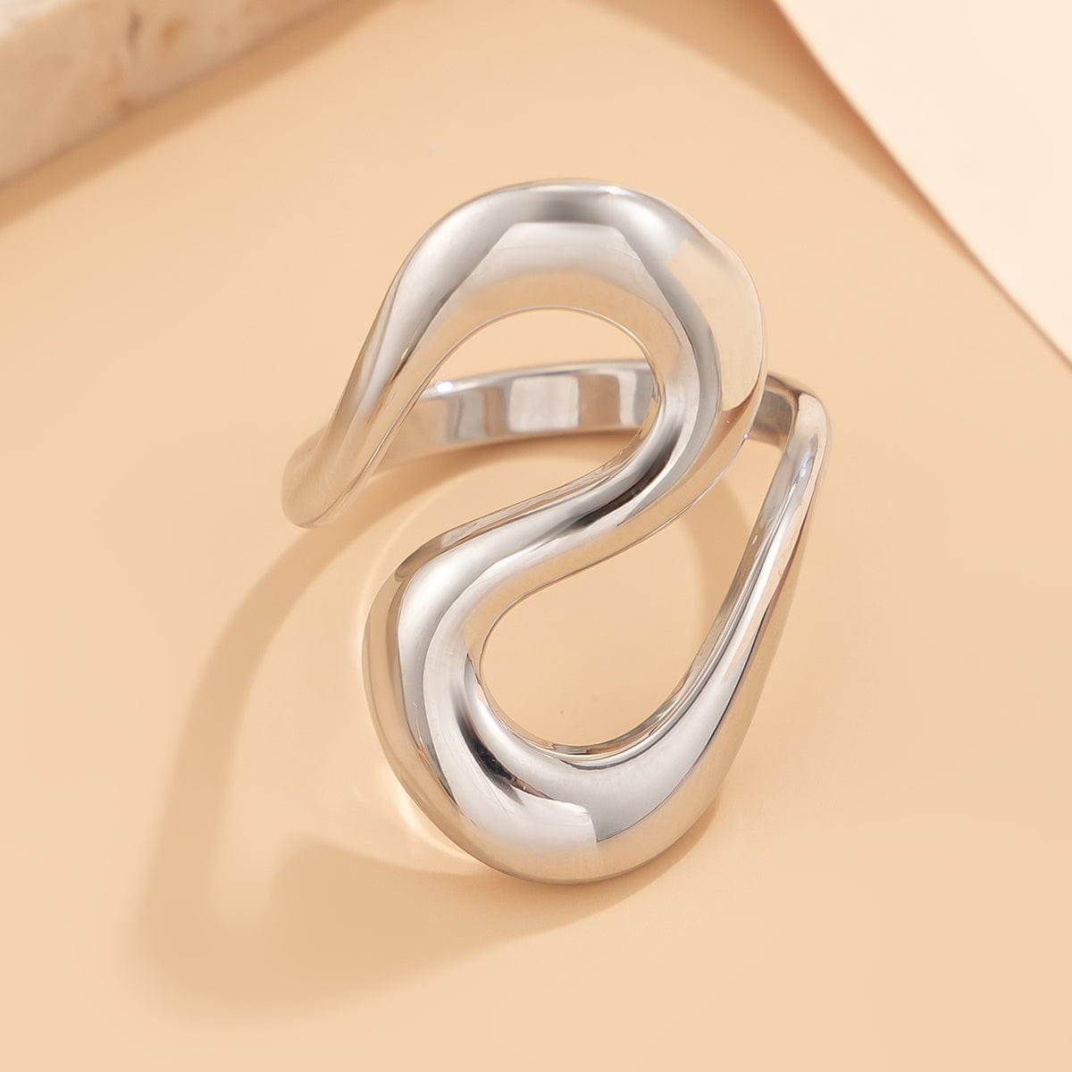 Elegant Geometric Gold Silver Plated S Shaped Ring