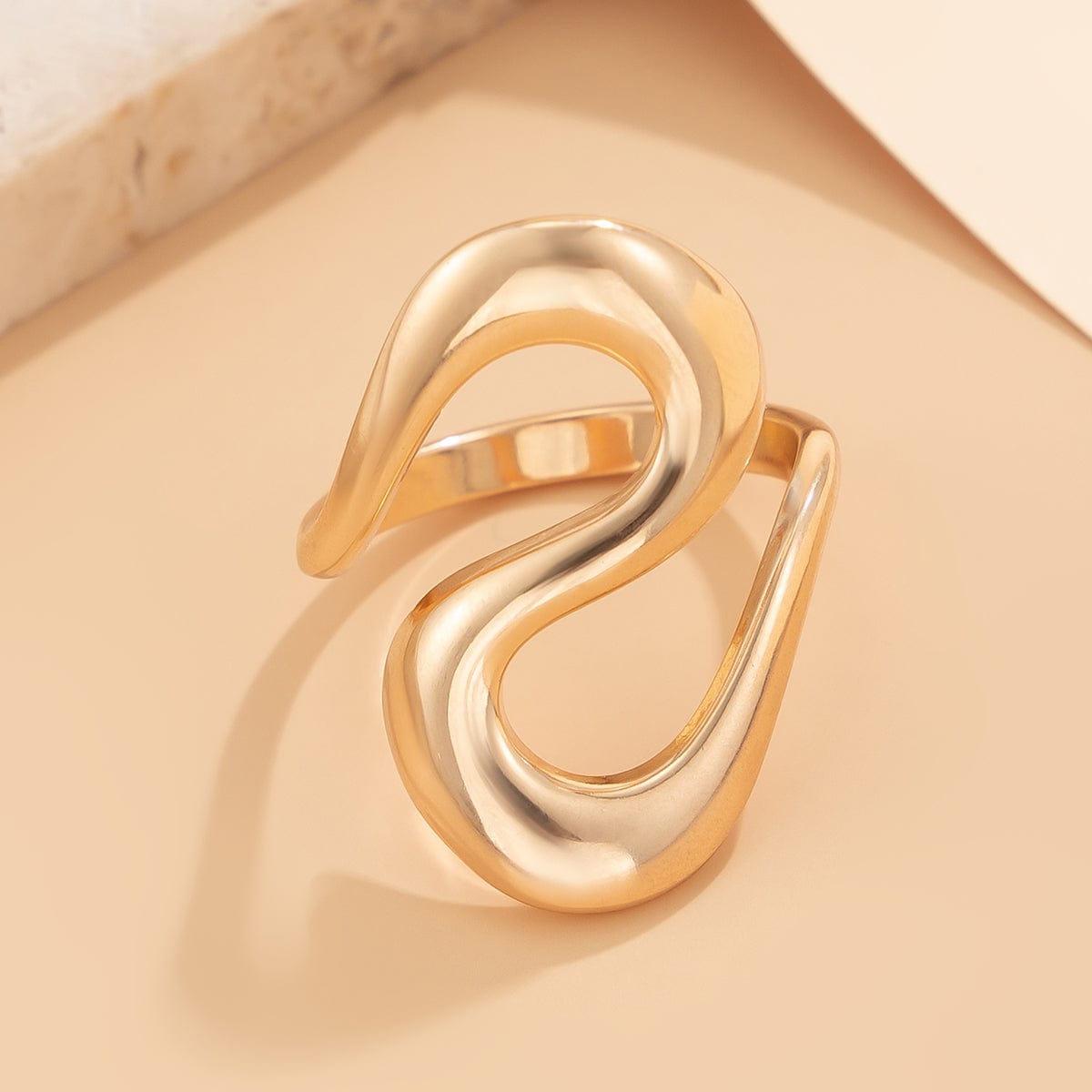 Elegant Geometric Gold Silver Plated S Shaped Ring