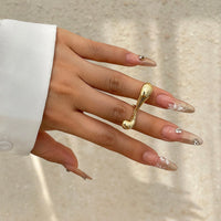 Thumbnail for Elegant Geometric Metallic Waterdrop Open Ring - ArtGalleryZen