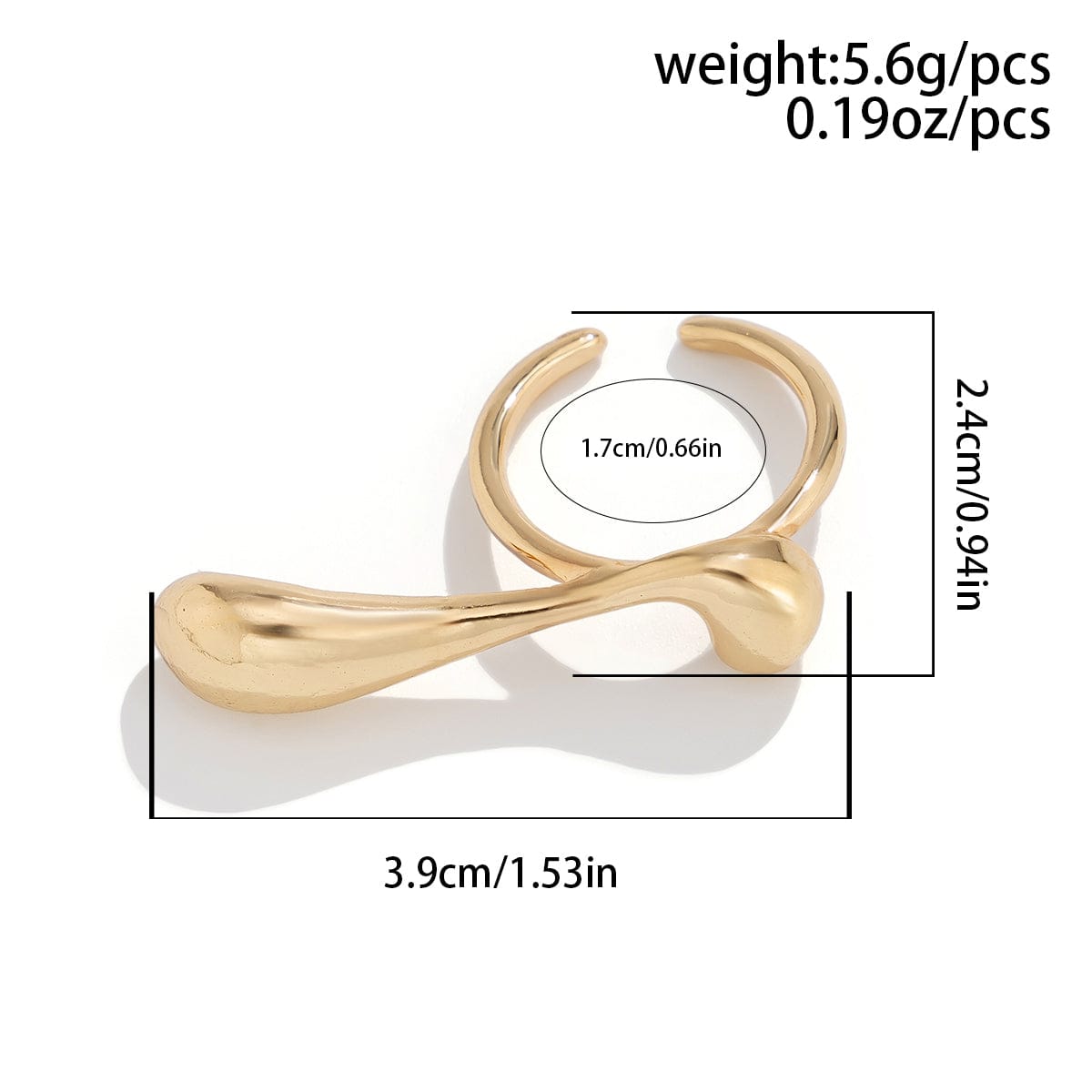 Elegant Geometric Metallic Waterdrop Open Ring - ArtGalleryZen