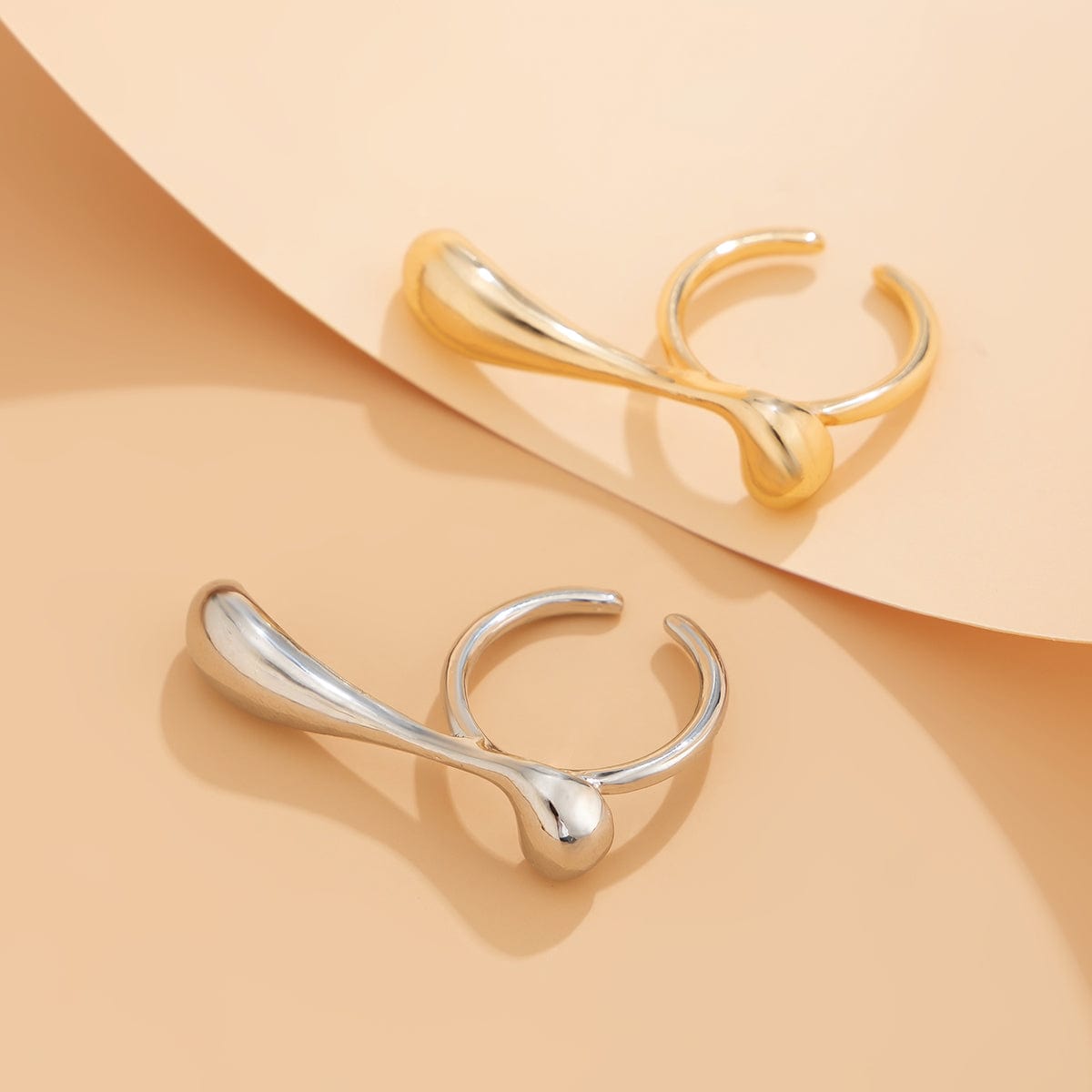 Elegant Geometric Metallic Waterdrop Open Ring