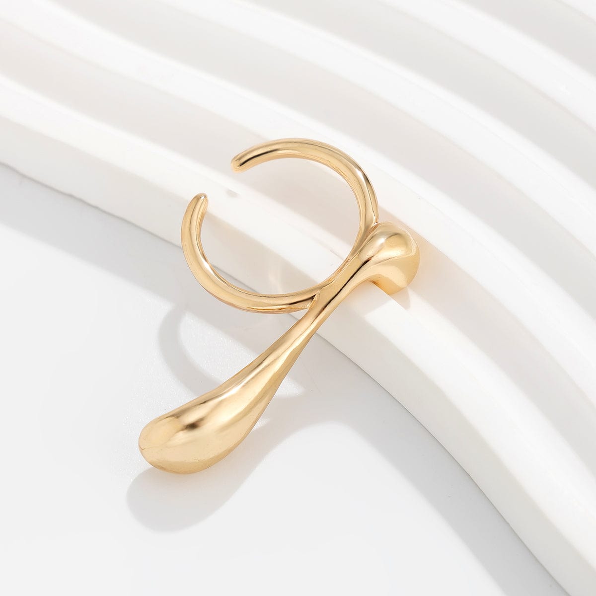 Elegant Geometric Metallic Waterdrop Open Ring