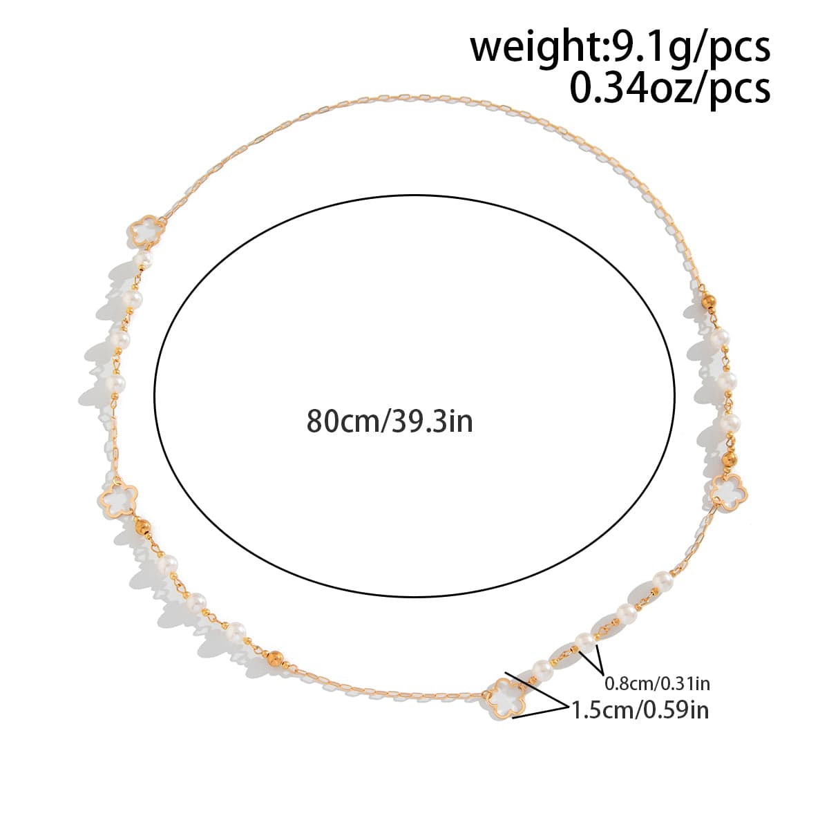 Elegant Gold Plated Hollow Flower Pearl Cable Chain Necklace - ArtGalleryZen