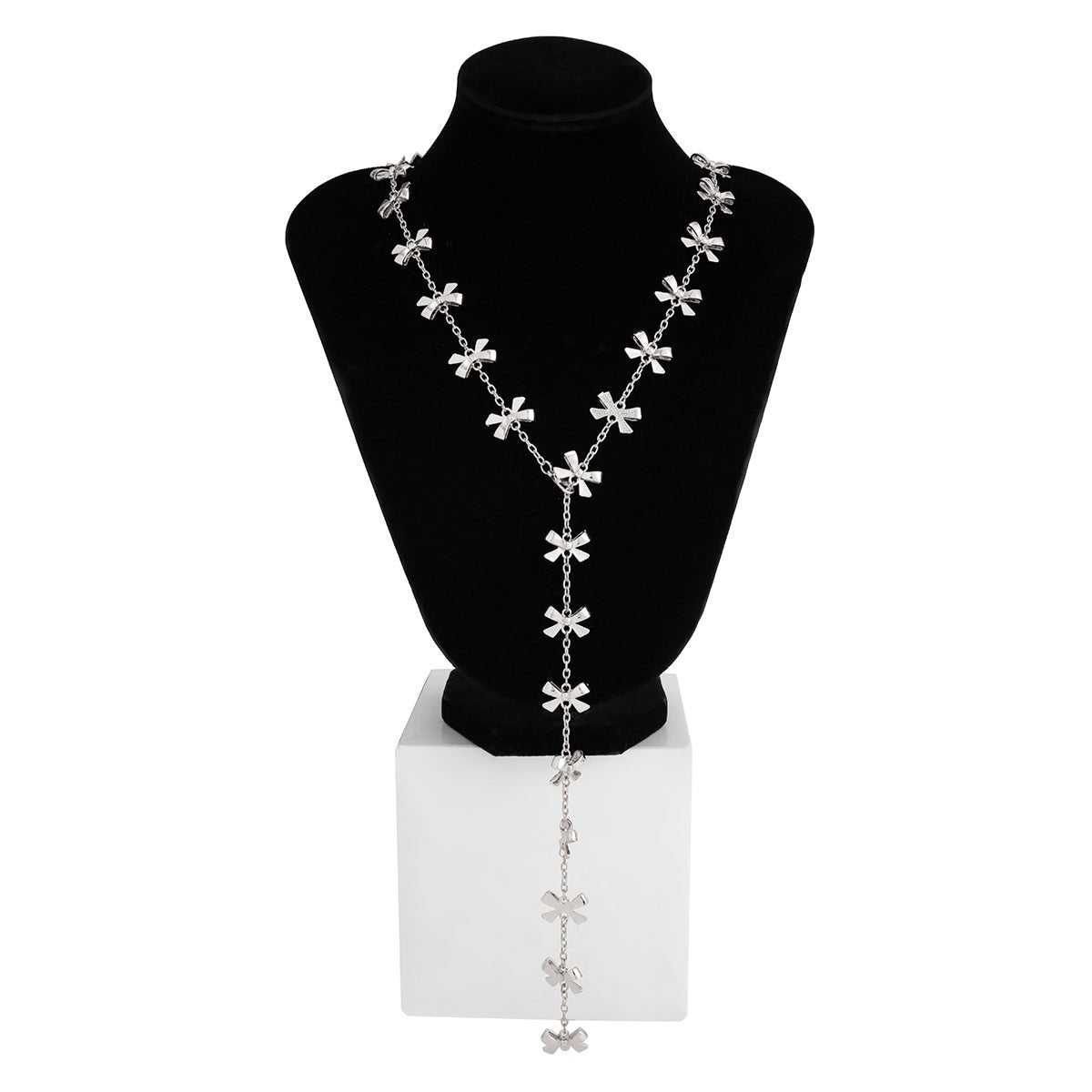 Elegant Gold Silver Plated Bowknot Y Necklace - ArtGalleryZen