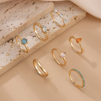 Thumbnail for Elegant Gold Silver Plated Crystal Inlaid Ring Set