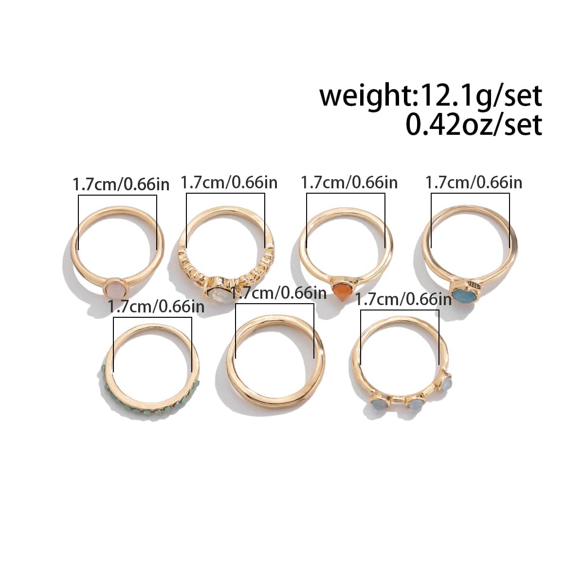 Elegant Gold Silver Plated Crystal Inlaid Ring Set