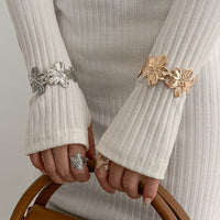 Thumbnail for Elegant Gold Silver Plated Flower Open Ring Bangle Bracelet Set