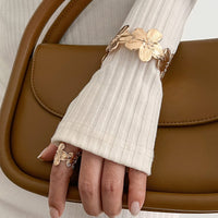 Thumbnail for Elegant Gold Silver Plated Flower Open Ring Bangle Bracelet Set