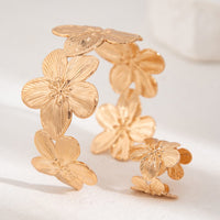 Thumbnail for Elegant Gold Silver Plated Flower Open Ring Bangle Bracelet Set