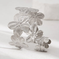 Thumbnail for Elegant Gold Silver Plated Flower Open Ring Bangle Bracelet Set