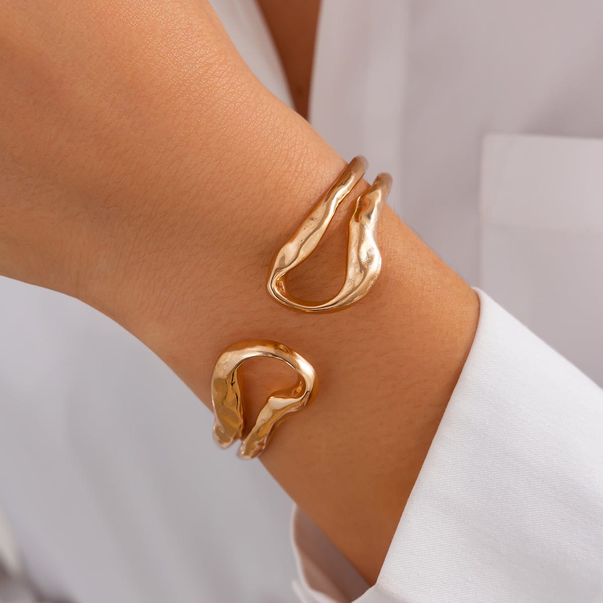 Elegant Gold Silver Plated Irregular Hollow Bangle Bracelet