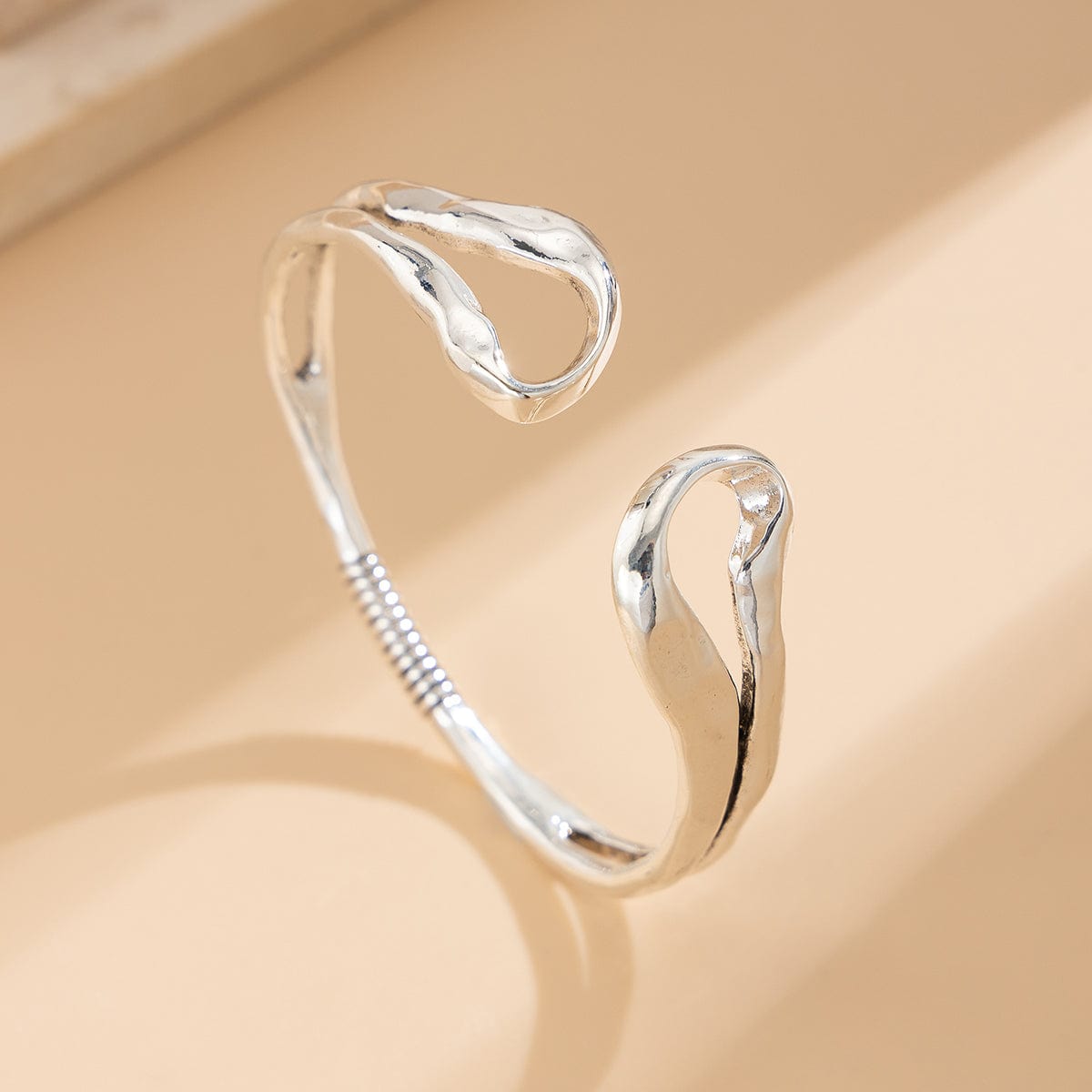 Elegant Gold Silver Plated Irregular Hollow Bangle Bracelet