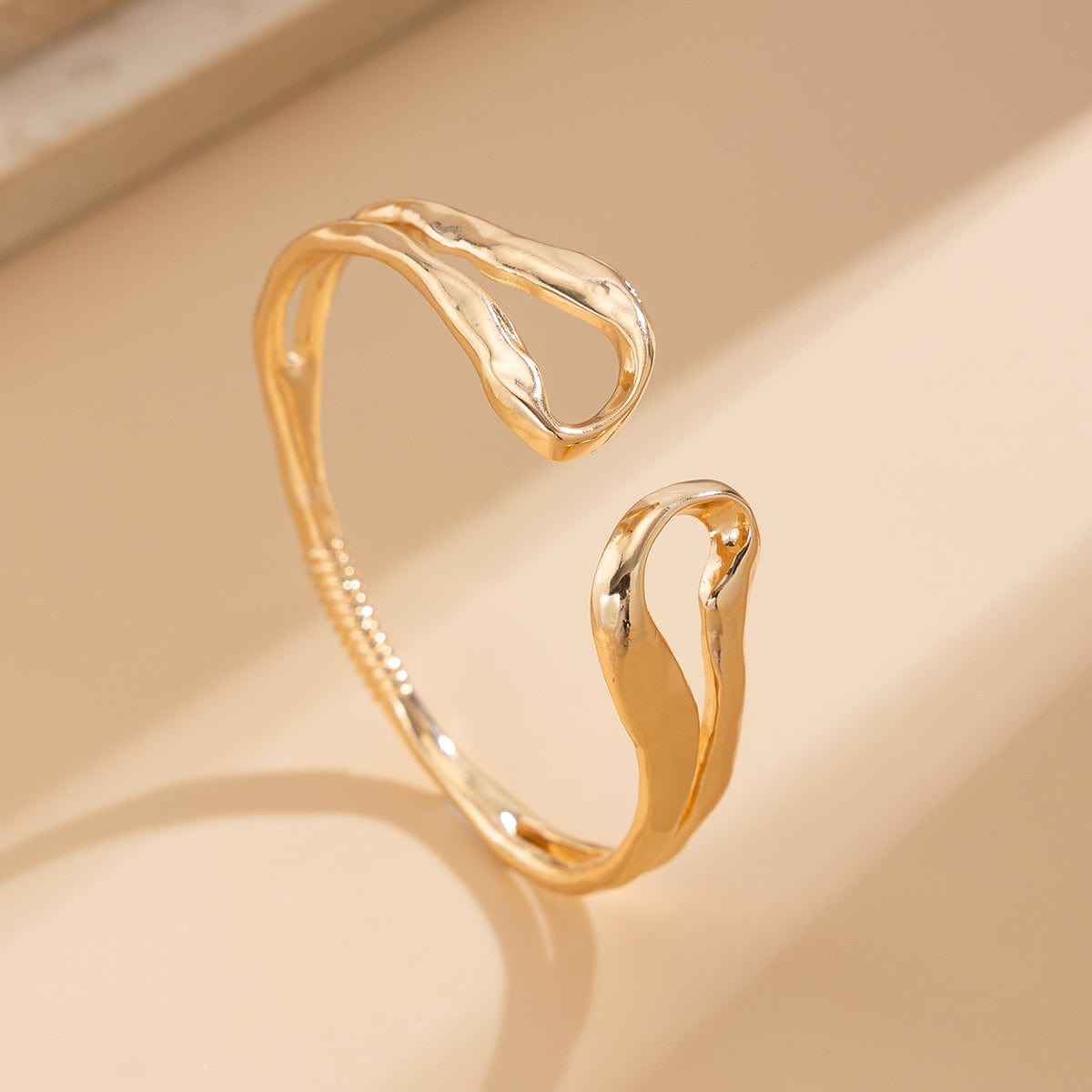 Elegant Gold Silver Plated Irregular Hollow Bangle Bracelet