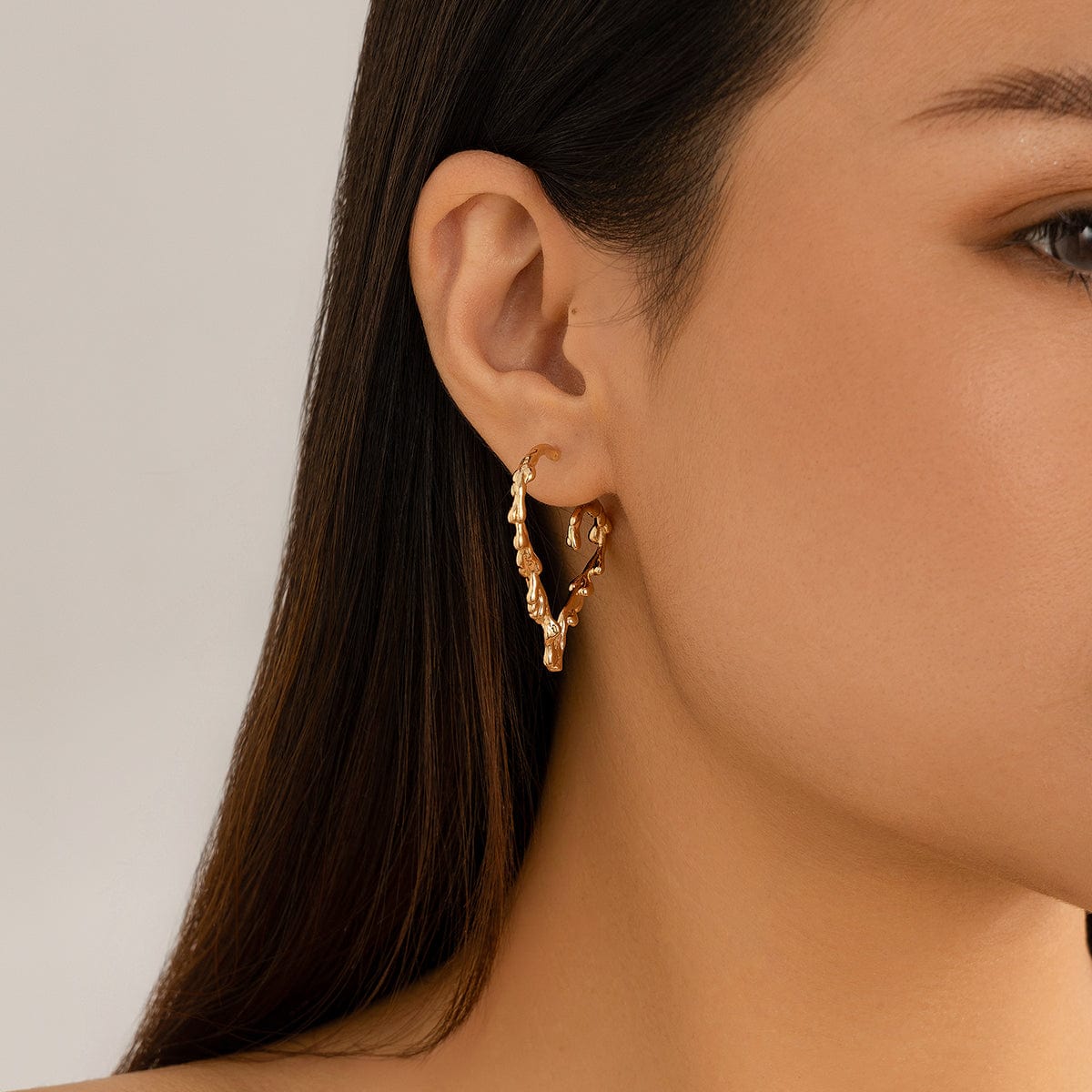 Elegant Gold Silver Plated Melting Heart Stud Earrings - ArtGalleryZen